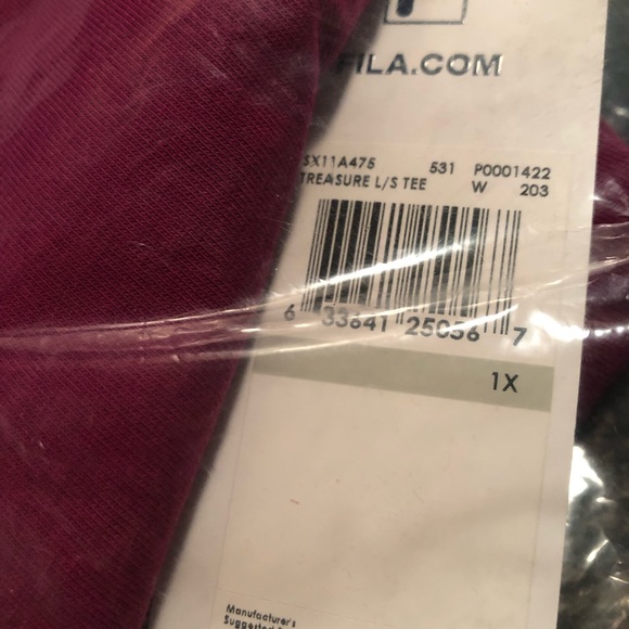 FILA LONG SLEEVE TEE SIZE: 1X - Picture 5 of 6